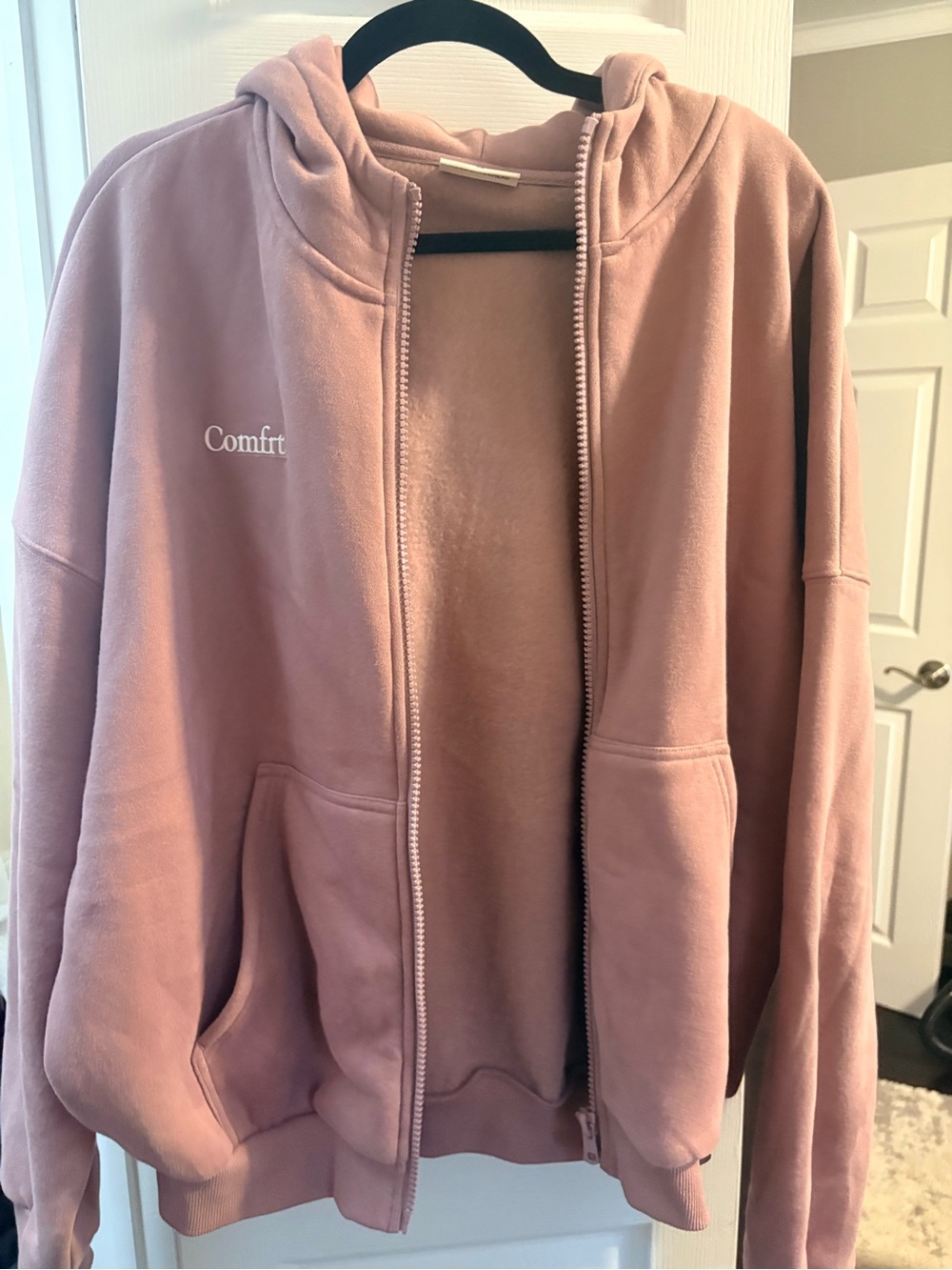 Comfort Zip-Up Hoodie in Dusty Pink